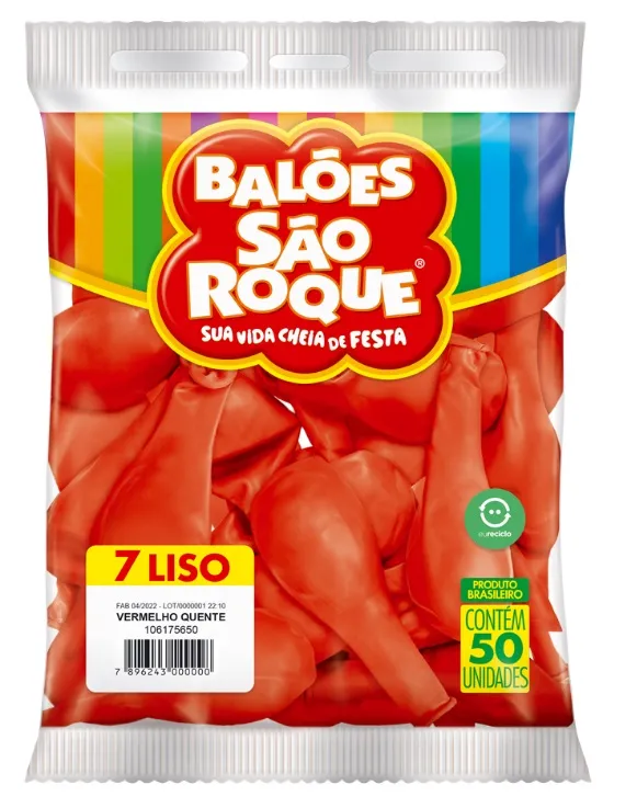 Bexiga Látex Nº7 Vermelha São Roque C/50