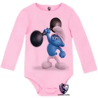 Body Bebê Infantil smurf robusto smurfs musculação forte - Foto 4