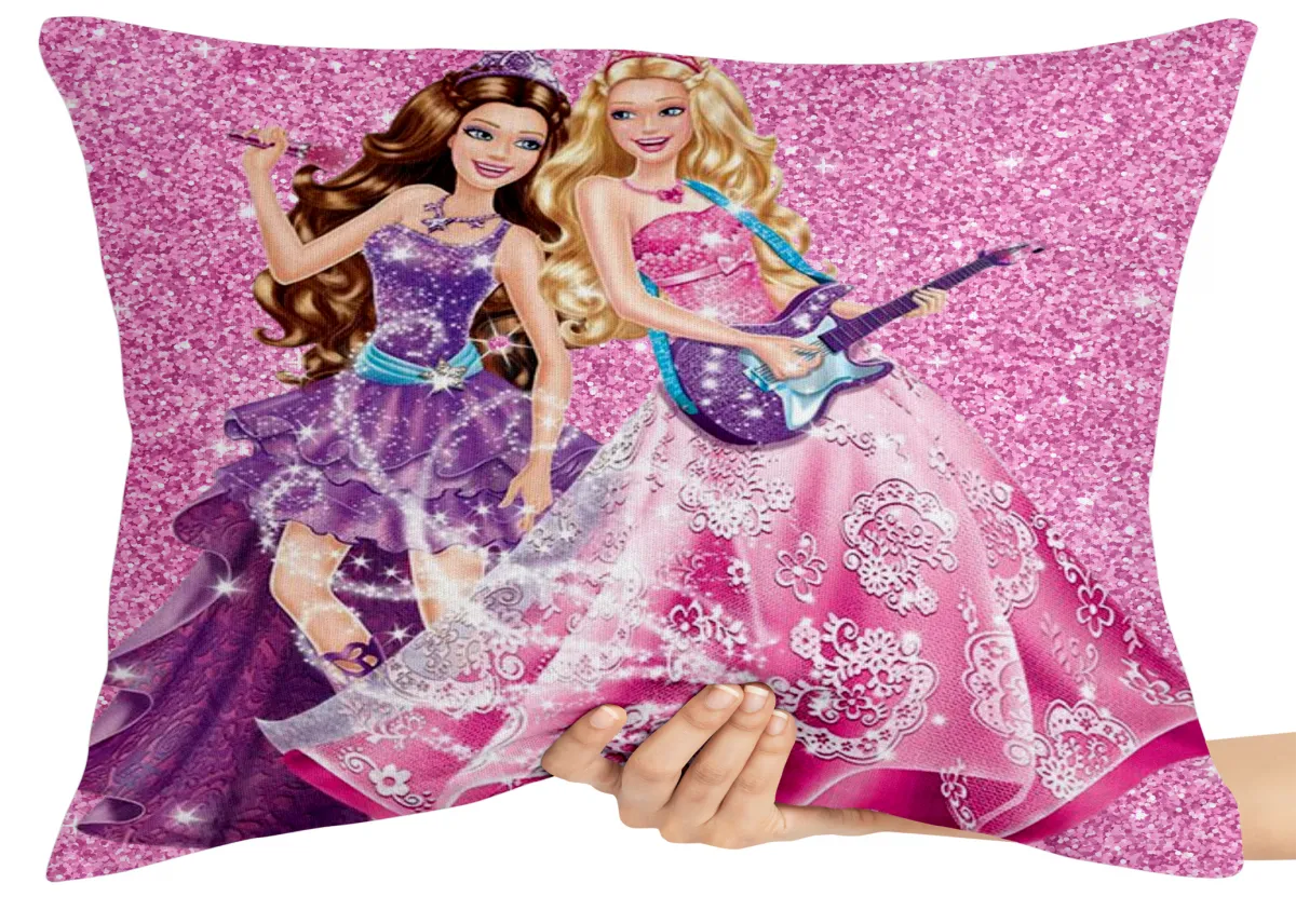 Capa de Almofada ou Travesseiro Barbie guitarra