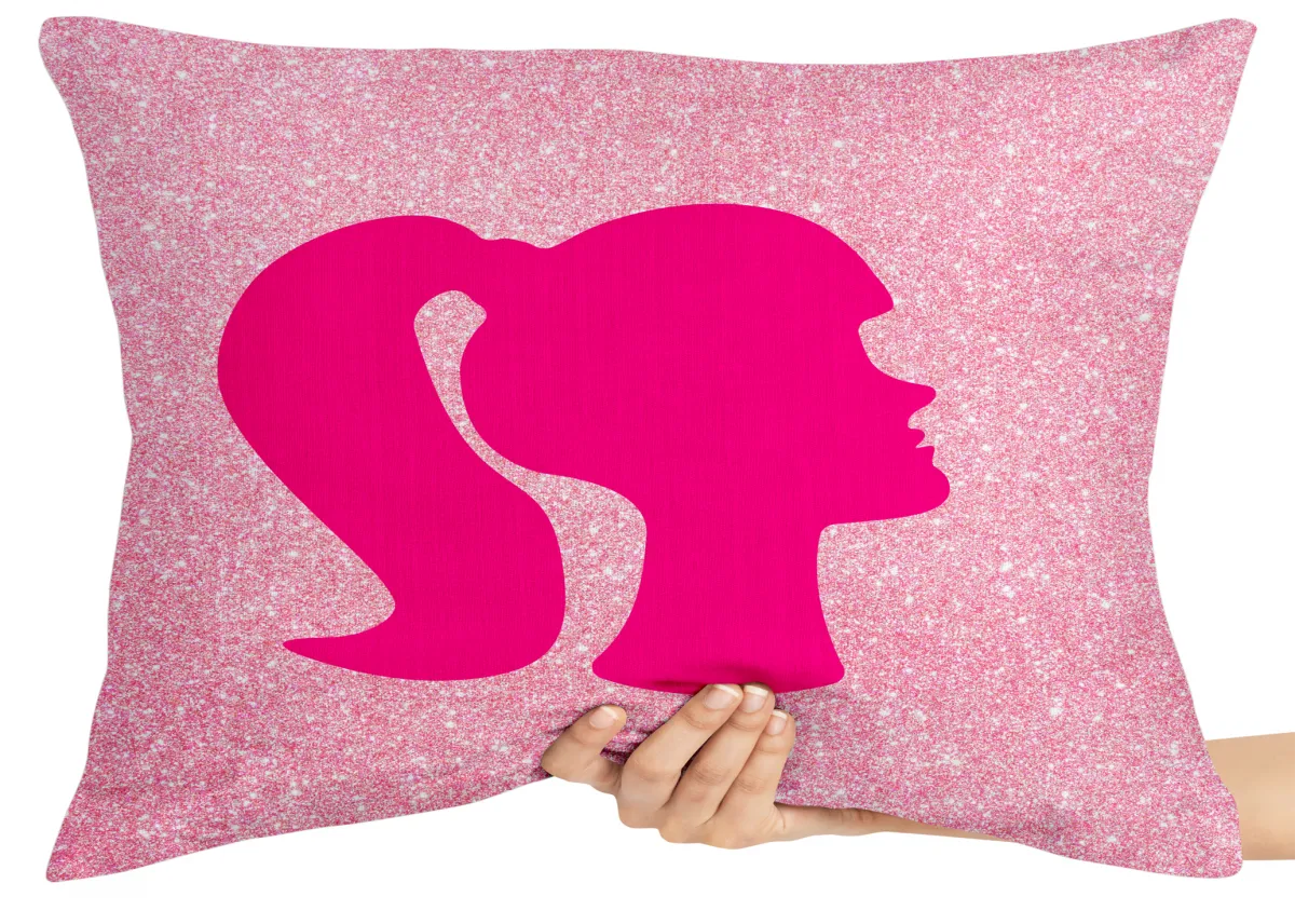 Capa de Almofada ou Travesseiro Barbie perfil logo Imagem