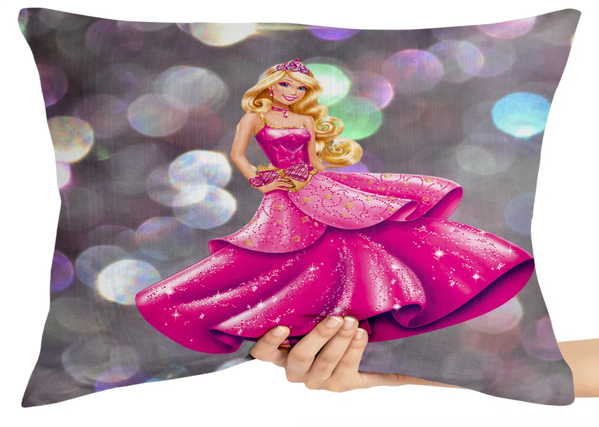 Capa de Almofada ou Travesseiro Barbie vestido rosa Imagem