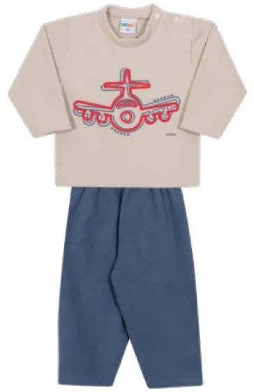 Pijama Avião - Brilha no Escuro - Cinza - Soft
