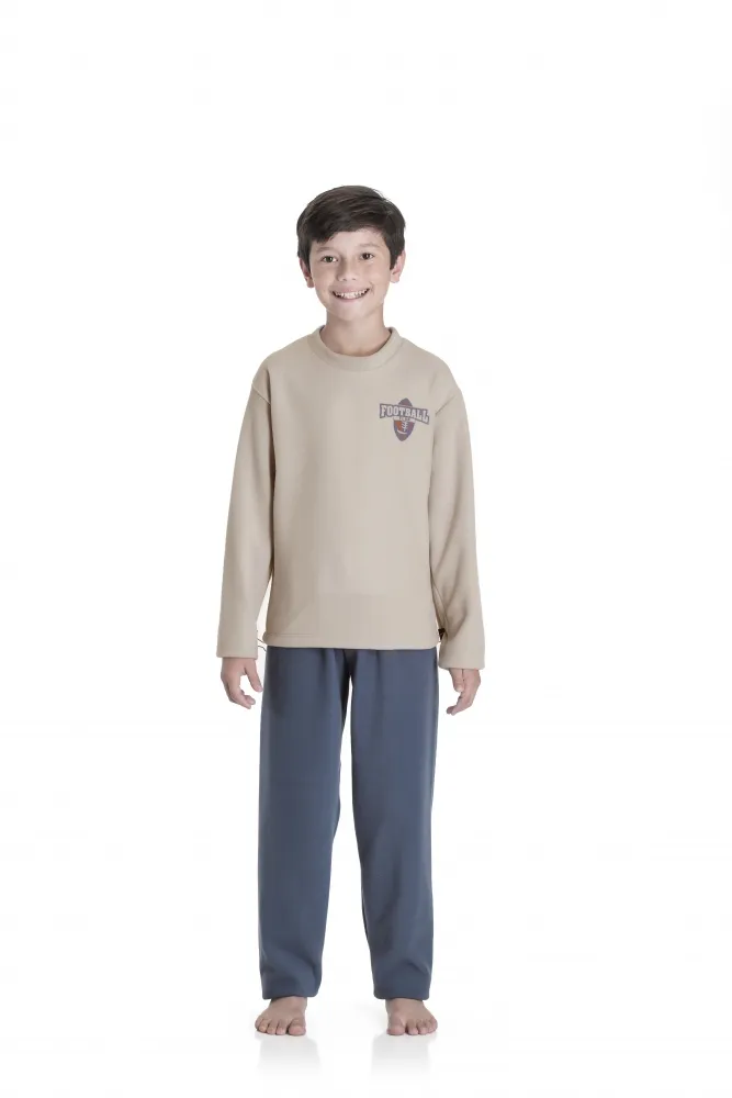 Pijama Futebol Americano - Brilha no Escuro - Cinza - Soft