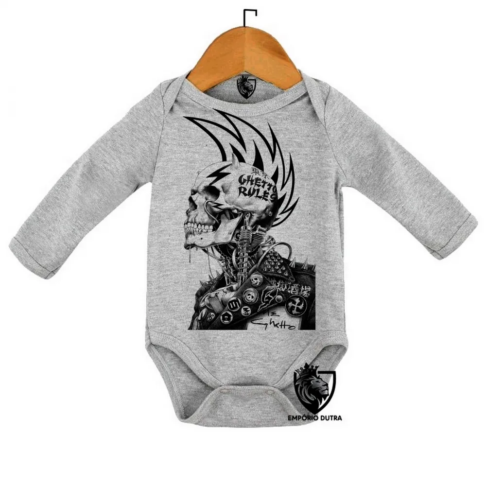 Body Bebê Infantil Caveira guetto rules regras punk