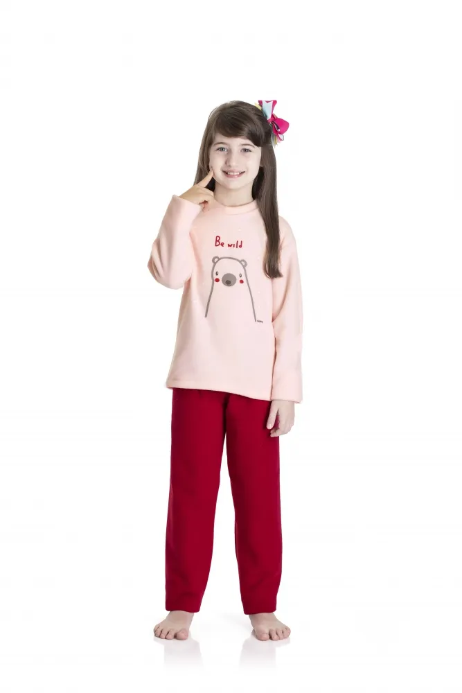 Pijama Ursinho - Brilha no Escuro - Rosa - Soft Imagem