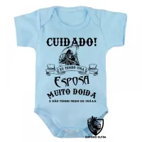Body Bebê Infantil Cuidado eu tenho uma esposa doida - Foto 2