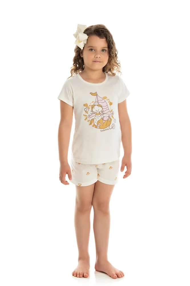 Pijama Sereia - Brilha no Escuro - Bege - Verão Imagem