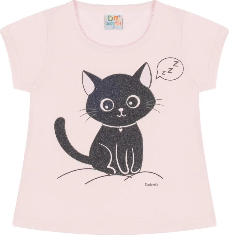 Pijama Gatinho - Brilha no Escuro - Rosa - Verão Imagem