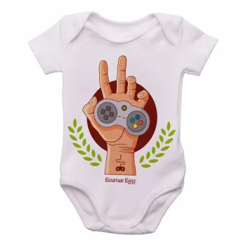 Body Bebê Infantil Easter egg controle mão game nerd - Foto 2