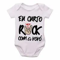 Body Bebê Infantil Eu curto rock com a vovó - Foto 3
