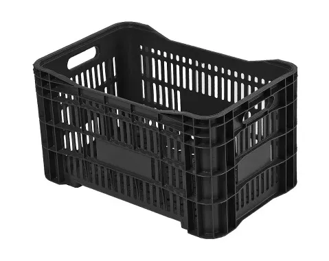 Caixa Plástica Preta Para Feira, Hortifruti e Mercado