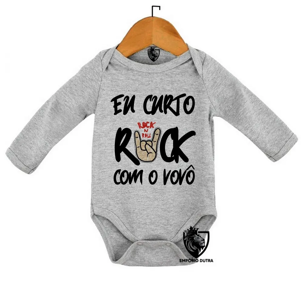 Body Bebê Infantil Eu curto rock com o vovô