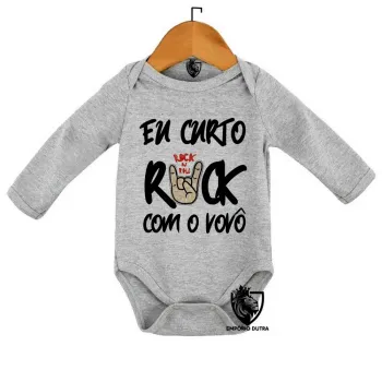 Body Bebê Infantil Eu curto rock com o vovô
