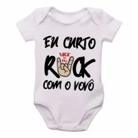 Body Bebê Infantil Eu curto rock com o vovô - Foto 3