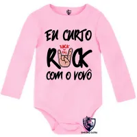 Body Bebê Infantil Eu curto rock com o vovô - Foto 4