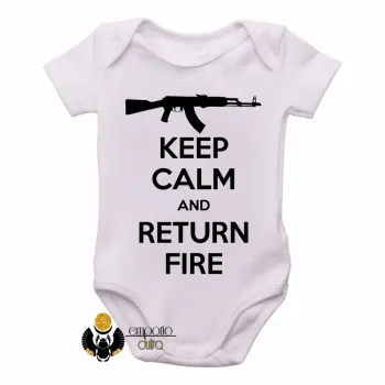 Body Bebê Infantil Fuzil arma pistola ak 47 keep calm - Foto 2