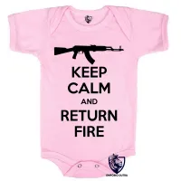 Body Bebê Infantil Fuzil arma pistola ak 47 keep calm - Foto 4