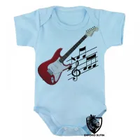 Body Bebê Infantil Guitarra Musica Rock instrumento - Foto 3