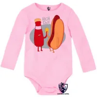 Body Bebê Infantil High Five salsicha catchup hot dog - Foto 4