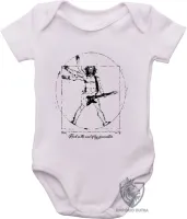 Body Bebê Infantil Homem Vitruviano Leonardo da Vinci Rock - Foto 2
