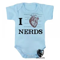 Body Bebê Infantil I love nerds heart coração - Foto 3