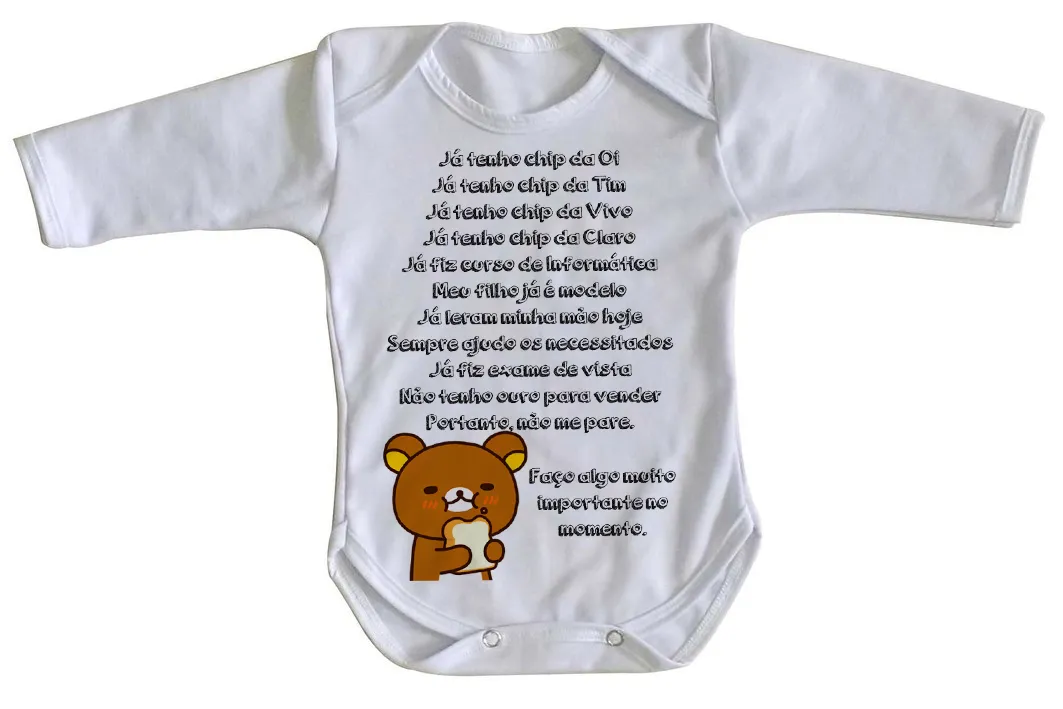 Body Bebê Infantil Já tenho chip não me pare na rua