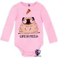 Body Bebê Infantil Life is pizza pug dog cachorro cão - Foto 4