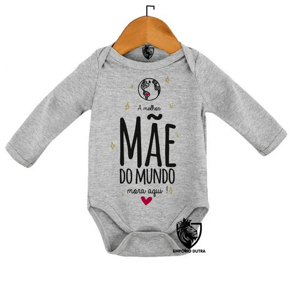 Body Bebê Infantil mãe mora aqui dia das mães Imagem
