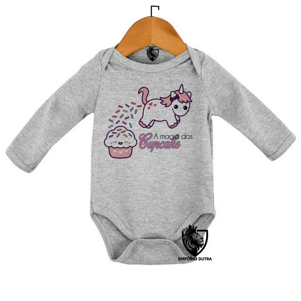 Body Bebê Infantil Magia dos Cupcake unicórnio