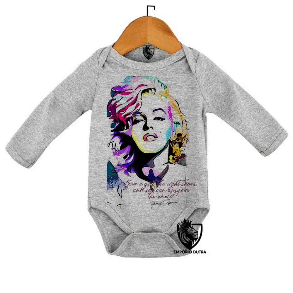 Body Bebê Infantil Marilyn Monroe frase sapatos mundo