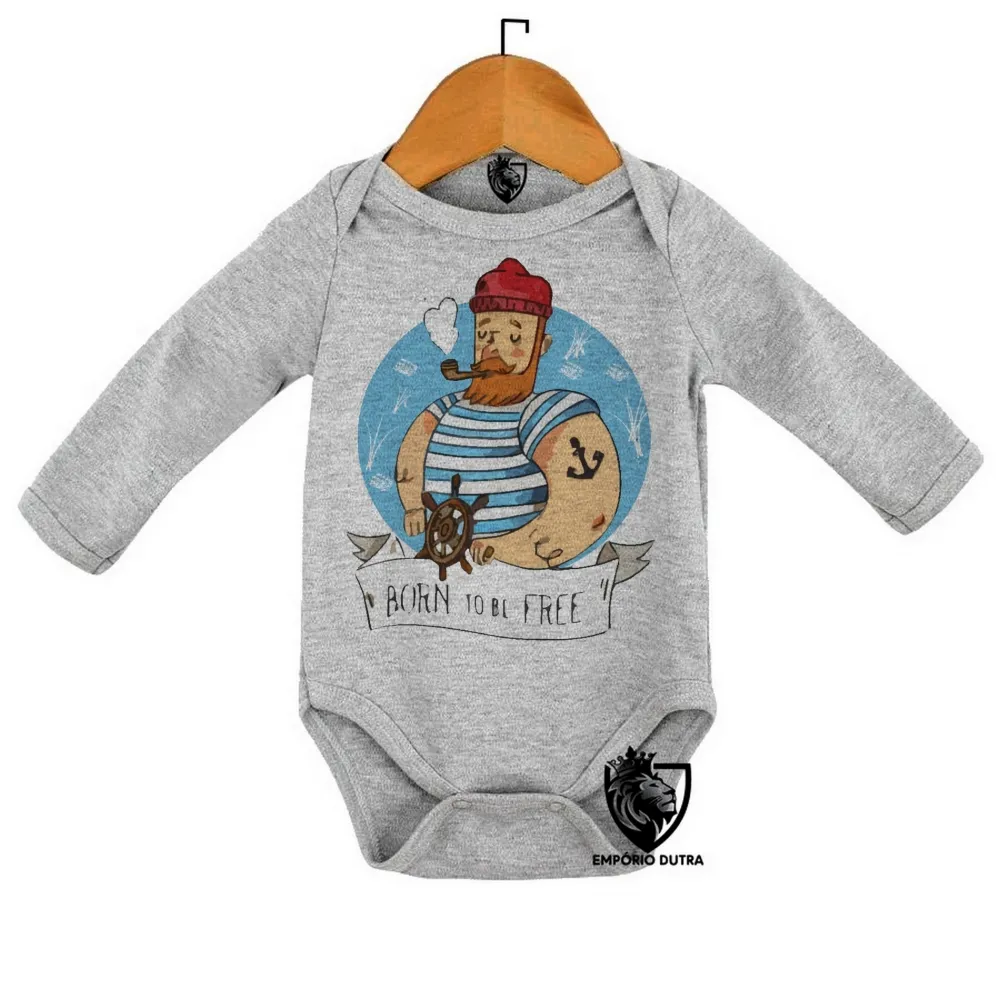 Body Bebê Infantil Marinheiro born to be free mar praia