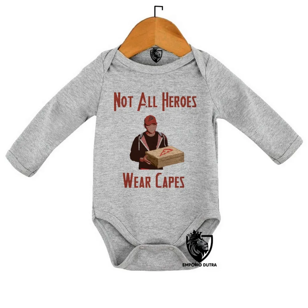 Body Bebê Infantil Not all heroes wear capes heroi capa pizza