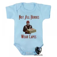 Body Bebê Infantil Not all heroes wear capes heroi capa pizza - Foto 3