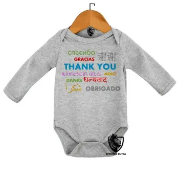 Body Bebê Infantil obrigado várias línguas
