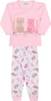 Pijama Gatinho - Brilha no Escuro - Mãe e Filha - Rosa - Meia Estação - Tamanho Infantil