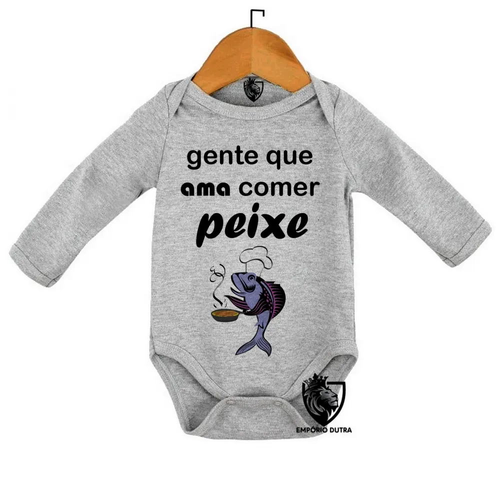 Body Bebê Infantil Peixe pesca pescador pescaria comer adora