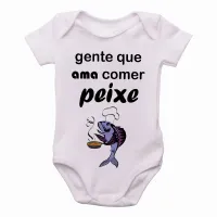Body Bebê Infantil Peixe pesca pescador pescaria comer adora - Foto 2