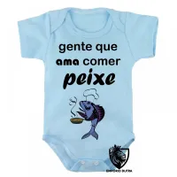 Body Bebê Infantil Peixe pesca pescador pescaria comer adora - Foto 3