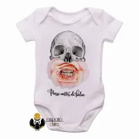 Body Bebê Infantil Pense antes de falar Caveira - Foto 2
