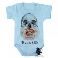 Body Bebê Infantil Pense antes de falar Caveira - Foto 3