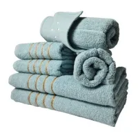 Jogo de Toalhas 2 Banho 2 Rosto 2 Piso - 6 pçs Montreal 100% Algodão - Foto 3