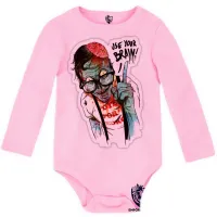 Body Bebê Infantil Zombie use your brain cerebro caveira - Foto 4