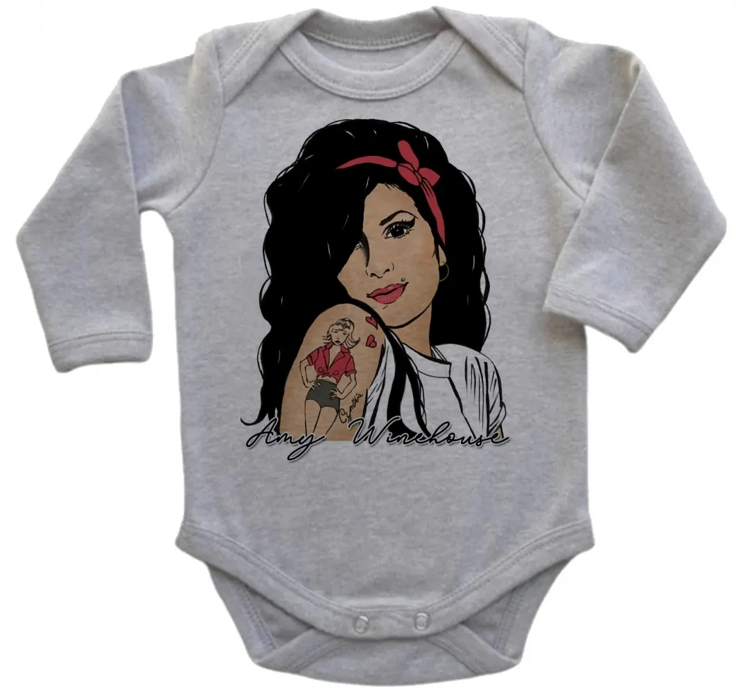 Body Bebê Infantil Amy Winehouse retrô cantora rock Imagem