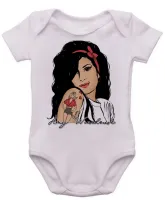 Body Bebê Infantil Amy Winehouse retrô cantora rock - Foto 3