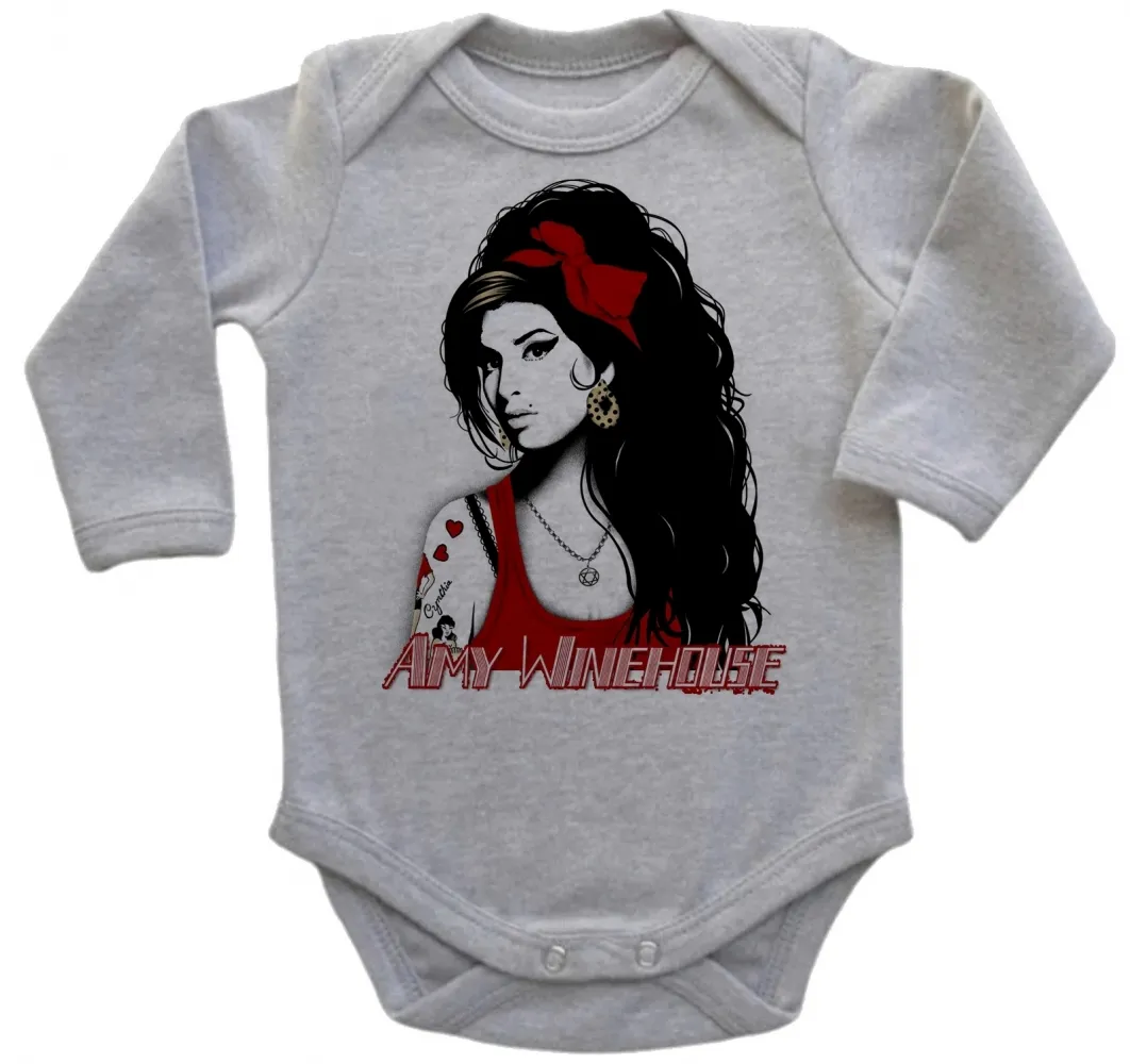 Body Bebê Infantil Amy Winehouse vermelho rock