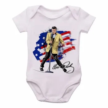 Body Bebê Infantil Elvis Presley bandeira EUA musica rock - Foto 2