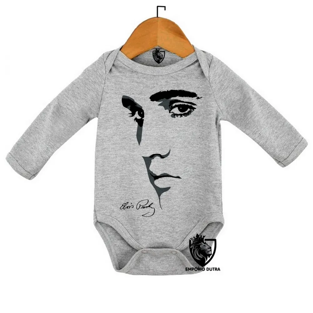 Body Bebê Infantil Elvis Presley Rosto rock musica Imagem