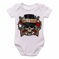 Body Bebê Infantil guns in roses caveira rock in roll - Foto 2