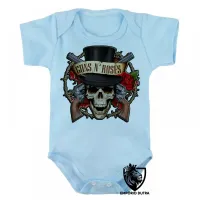 Body Bebê Infantil guns in roses caveira rock in roll - Foto 3