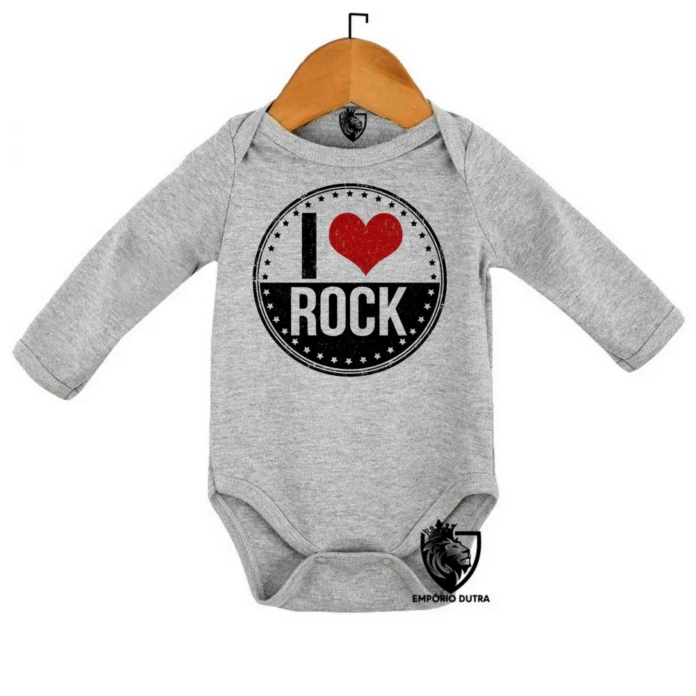 Body Bebê Infantil I love rock redondo Imagem